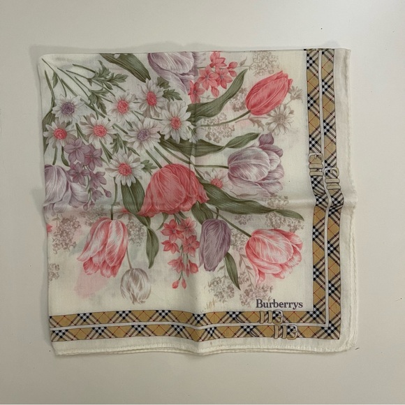 Vintage Burberrys of London Floral Silk-Cotton Handkerchief - Picture 4 of 7